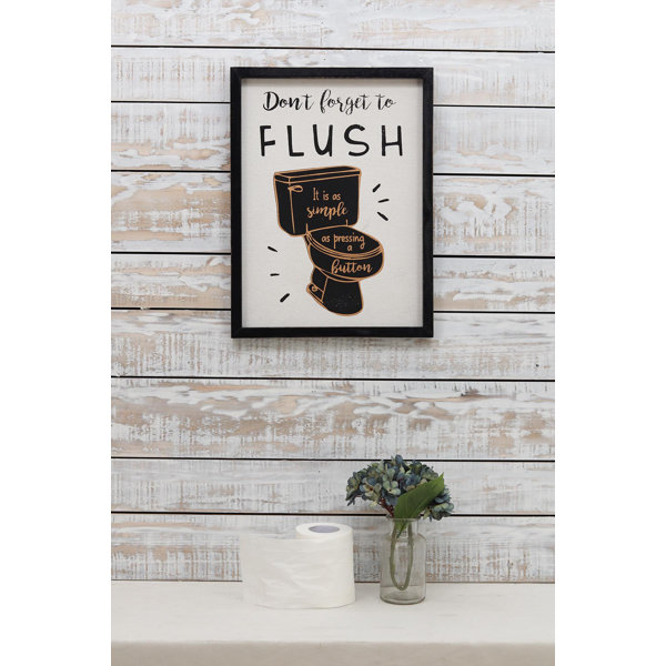 Trinx Don't To Flush Wood Frame Burlap Printing Bathroom Wall
